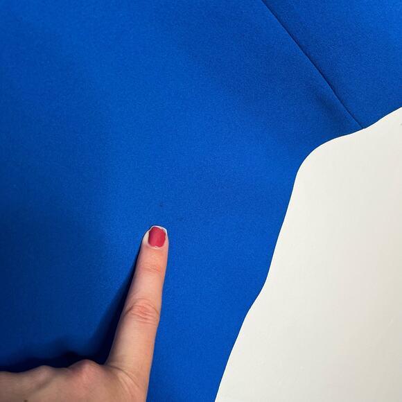 Tibi Womens Crepe Mini Shift Dress 6 Blue 3/4 Sleeve V Neck Workwear Cocktail - Picture 15 of 15